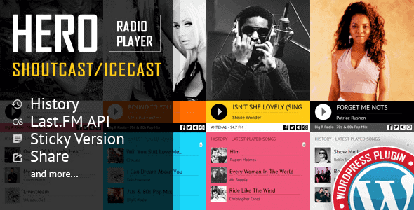 Hero – Shoutcast And Icecast Radio Player With History Wordpress Plugin