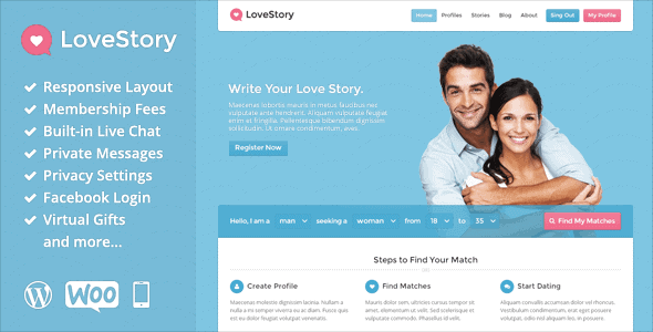 Lovestory – Dating Wordpress Theme