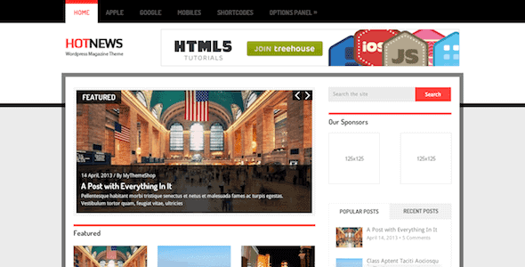 Hotnews – News & Magazine Style Wordpress Theme