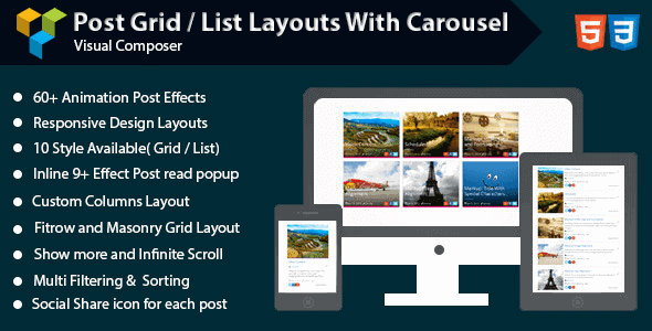 Visual Composer Post Grid List Layout With Carousel